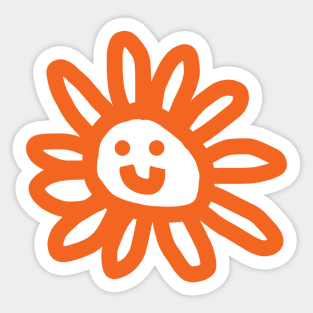 Orange Daisy Flower Smiley Face Graphic Sticker